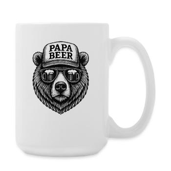 Papa Beer Vater Bär Bier Humor Geschenkidee - Große Tasse 440 ml - Weiß - Rechts