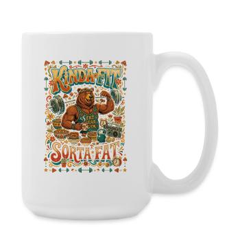 Kinda Fit Sorta Fat Bär Gewichtheben - Große Tasse 440 ml - Weiß - Rechts