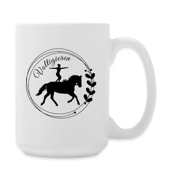 Voltigieren Stand: Volti Pferdesport Pflichtübung - Große Tasse 440 ml - Weiß - Rechts