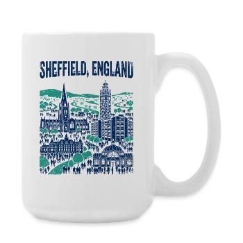 Sheffield England City Skyline With Landmarks - Große Tasse 440 ml - Weiß - Rechts