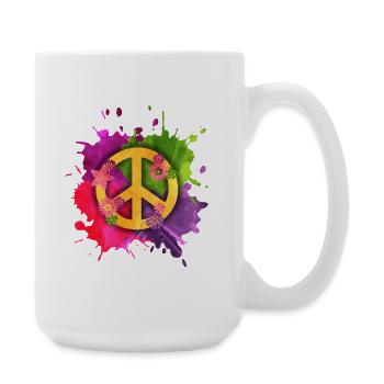 Peace Zeichen Hippie Splash – Flower Power - Große Tasse 440 ml - Weiß - Rechts