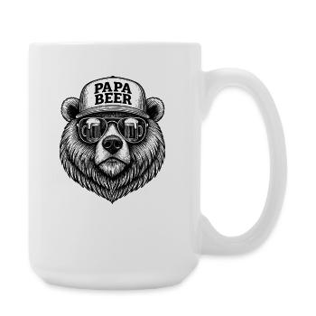Papa Beer Vater Bär Bier Humor Geschenkidee - Große Tasse 440 ml - Weiß - Rechts