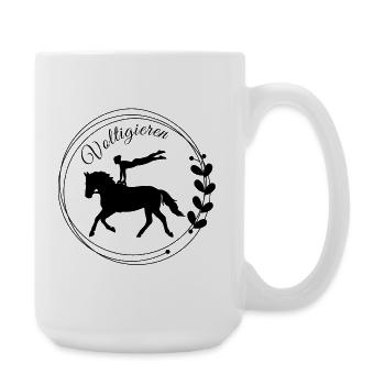 Voltigieren Flanke: Volti Pferdesport Pflichtübung - Große Tasse 440 ml - Weiß - Rechts
