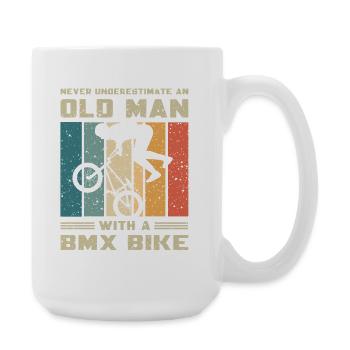 Ne sous-estime jamais un vieil homme avec un BMX - Grande tasse 440 ml - blanc - Droite