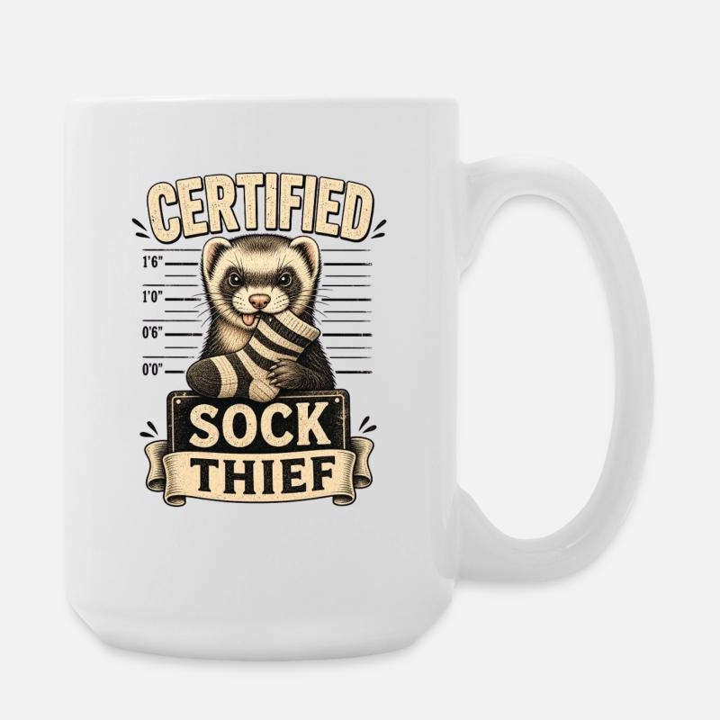 CERTIFIED SOCK THIEF - Large Mug 440 ml - white