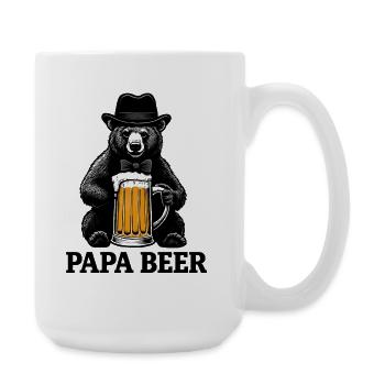 Papa Beer Vater Bär Bier Humor Geschenkidee - Große Tasse 440 ml - Weiß - Rechts