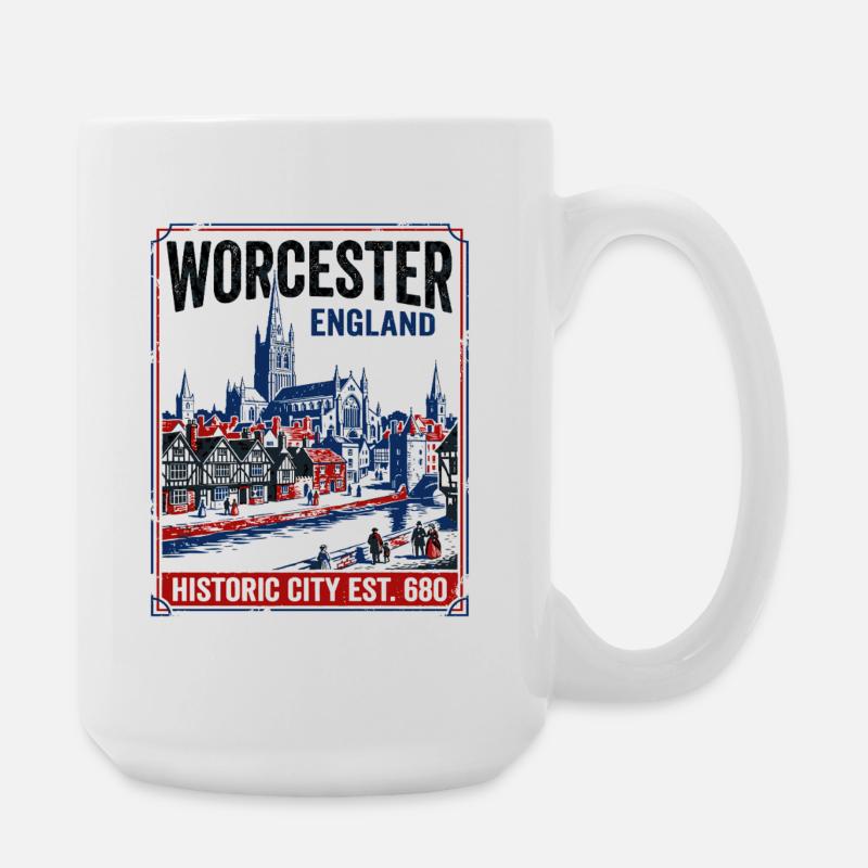 Worcester England Skyline Along River Severn - Große Tasse 440 ml - Weiß