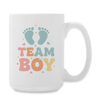 Geschlechterenthüllung Team Jungen Babyparty Baby - Große Tasse 440 ml - Weiß - Rechts