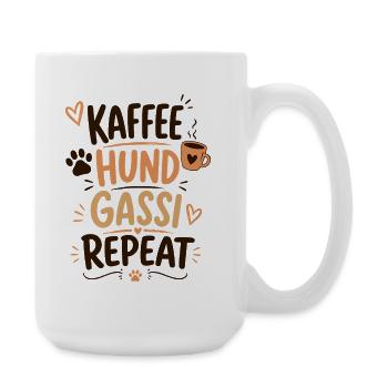 Kaffee Hund Gassi Repeat - Große Tasse 440 ml - Weiß - Rechts