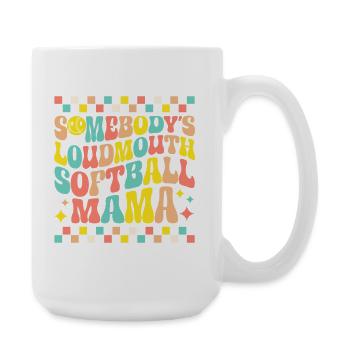 Softball Mama im Retro-Stil - Große Tasse 440 ml - Weiß - Rechts