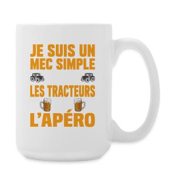 Tracteur Apéro Cadeau Humour Personnalisé - Grande tasse 440 ml - blanc - Droite