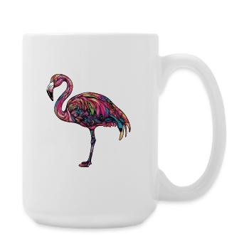 Flamant rose coloré - Grande tasse 440 ml - blanc - Droite