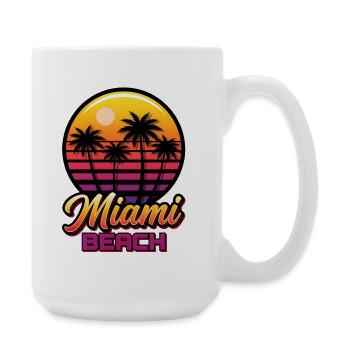 Miami Strand Sonnenuntergang mit Palmen - Große Tasse 440 ml - Weiß - Rechts