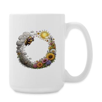 Biene Honig Imker Honigwabe Blumen Wiese Insekt - Große Tasse 440 ml - Weiß - Rechts