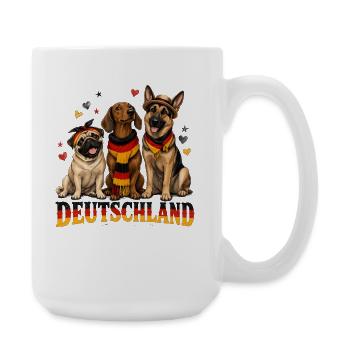 Drei Hunde Deutschland Flaggenlook - Große Tasse 440 ml - Weiß - Rechts