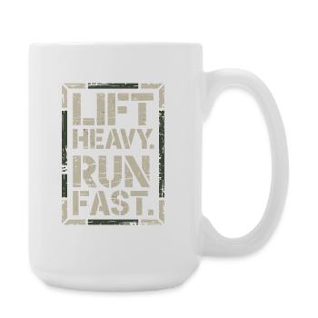 Lift Heavy Run Fast Gym Weight Training Workout Fitness - Large Mug 440 ml - white - Right