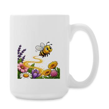 Biene Honig Imker Honigwabe Blumen Wiese Insekt - Große Tasse 440 ml - Weiß - Rechts