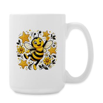 Abeille, apiculteur, apiculteur, abeille, abeille, insecte en nid d’abeille, - Grande tasse 440 ml - blanc - Droite
