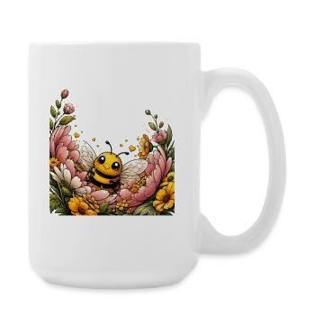 Abeille, apiculteur, apiculteur, abeille, abeille, insecte en nid d’abeille, - Grande tasse 440 ml - blanc - Droite