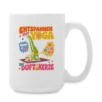 Entspannen mit Yoga Duftkerze - Große Tasse 440 ml - Weiß - Rechts