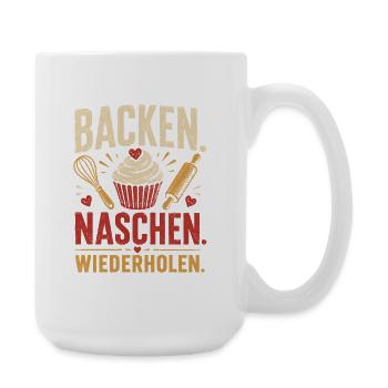 Backen Naschen Wiederholen Shirt - Große Tasse 440 ml - Weiß - Rechts
