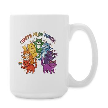 Katzen Pride Monat Farbenfest - Große Tasse 440 ml - Weiß - Rechts