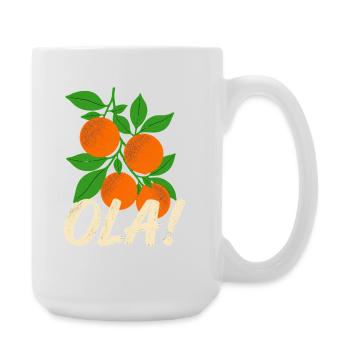 Olá Retro Orange Plants Holiday Greeting - Large Mug 440 ml - white - Right