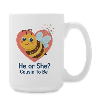 Geschlechtsoffenbarung: Er oder sie Cousin ist Babyparty - Große Tasse 440 ml - Weiß - Rechts
