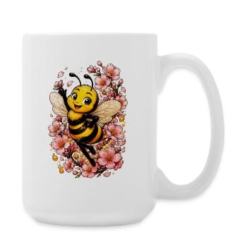 Biene Honig Imker Honigwabe Blumen Wiese Insekt - Große Tasse 440 ml - Weiß - Rechts