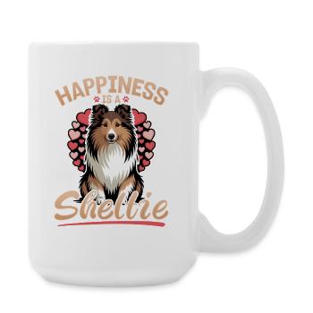 Chien Shetland Sheltie Race - Grande tasse 440 ml - blanc - Droite