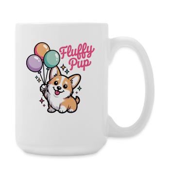 Corgi avec ballons cadeau pour les fans de corgi - Grande tasse 440 ml - blanc - Droite