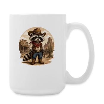 Waschbär Cowboy im Westen - Große Tasse 440 ml - Weiß - Rechts