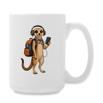 Un suricate drôle avec un casque écoutant de la musique - Grande tasse 440 ml - blanc - Droite