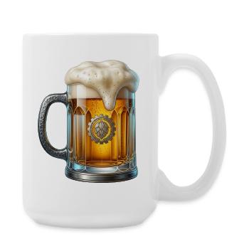 BIÈRE ARTISANALE – Chope de bière avec illustration de matériel de houblon - Grande tasse 440 ml - blanc - Droite