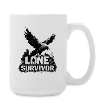 LONE SURVIVOR | Post-Apocalyptic Raven Design - Large Mug 440 ml - white - Right