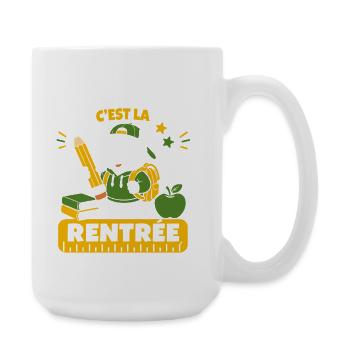 Panda Rentrée: Crayon et Pupitre Vert - Grande tasse 440 ml - blanc - Droite
