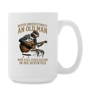 Old Man Playing Guitar 70's Birthday - Large Mug 440 ml - white - Right