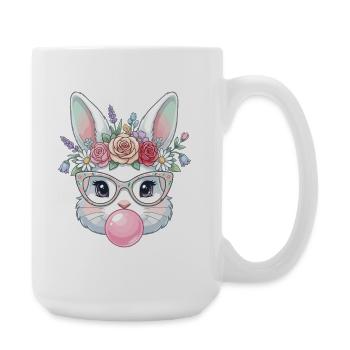 Un lapin fleur avec des lunettes et du chewing-gum - Grande tasse 440 ml - blanc - Droite
