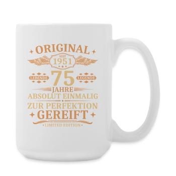 75. Geburtstag Jahrgang 1951 Geschenk - Große Tasse 440 ml - Weiß - Rechts