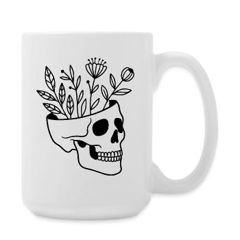 Totenkopf Pflanzentopf Botanik Pflanzen Schädel - Große Tasse 440 ml - Weiß - Rechts
