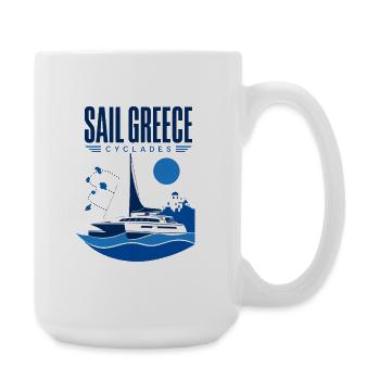 Segelgeschenke für Männer, Segeln Griechenland Cyclades Catama - Große Tasse 440 ml - Weiß - Rechts