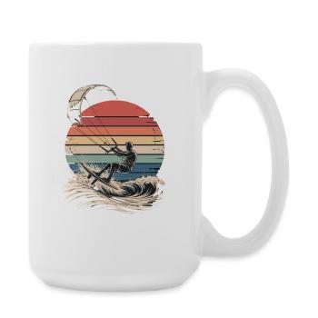  Kitesurfen Retro Sonnenuntergang Wellenreiten - Große Tasse 440 ml - Weiß - Rechts