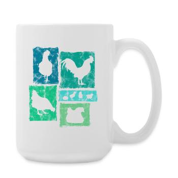 Chickens Retro Graphic for Farmer and Farm - Large Mug 440 ml - white - Right