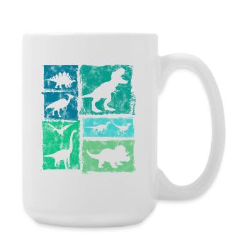 Vintage Dinosaur Types Graphic - Cute Dinos - Large Mug 440 ml - white - Right