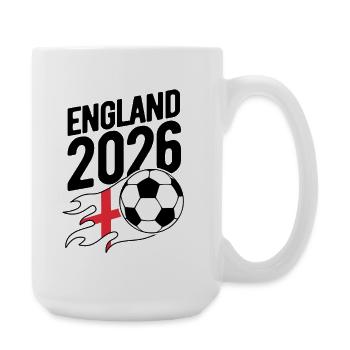 England 2026 Fußball Flamme mit Flagge - Große Tasse 440 ml - Weiß - Rechts