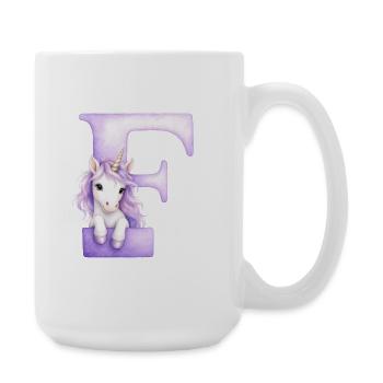 Buchstabe C Lila Einhorn - Große Tasse 440 ml - Weiß - Rechts