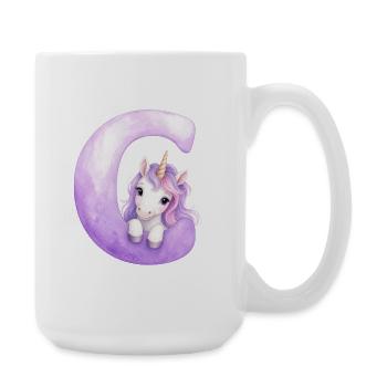 Buchstabe C Lila Einhorn - Große Tasse 440 ml - Weiß - Rechts