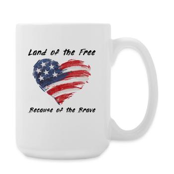 USA Herz - Land of the Free because of the Brave - Große Tasse 440 ml - Weiß - Rechts
