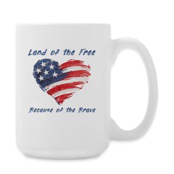 USA Herz - Land of the Free because of the Brave - Große Tasse 440 ml - Weiß - Rechts