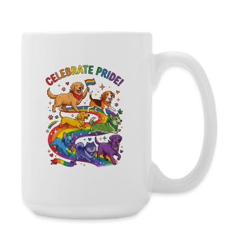 Celebrate Pride- Dogs in the rainbow - Large Mug 440 ml - white - Right